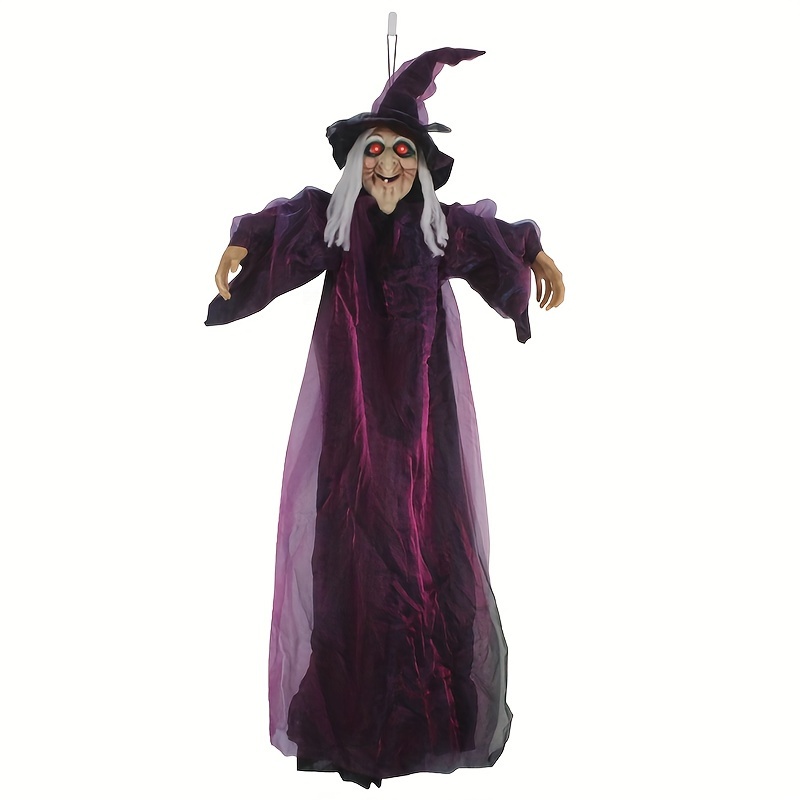 tétel kép 1 db, halloween dekoráció, hangvezérelt boszorkány, 71 hüvelykes nagy, függő szellem, világító hangfal, rémisztő ház, horror dekoráció