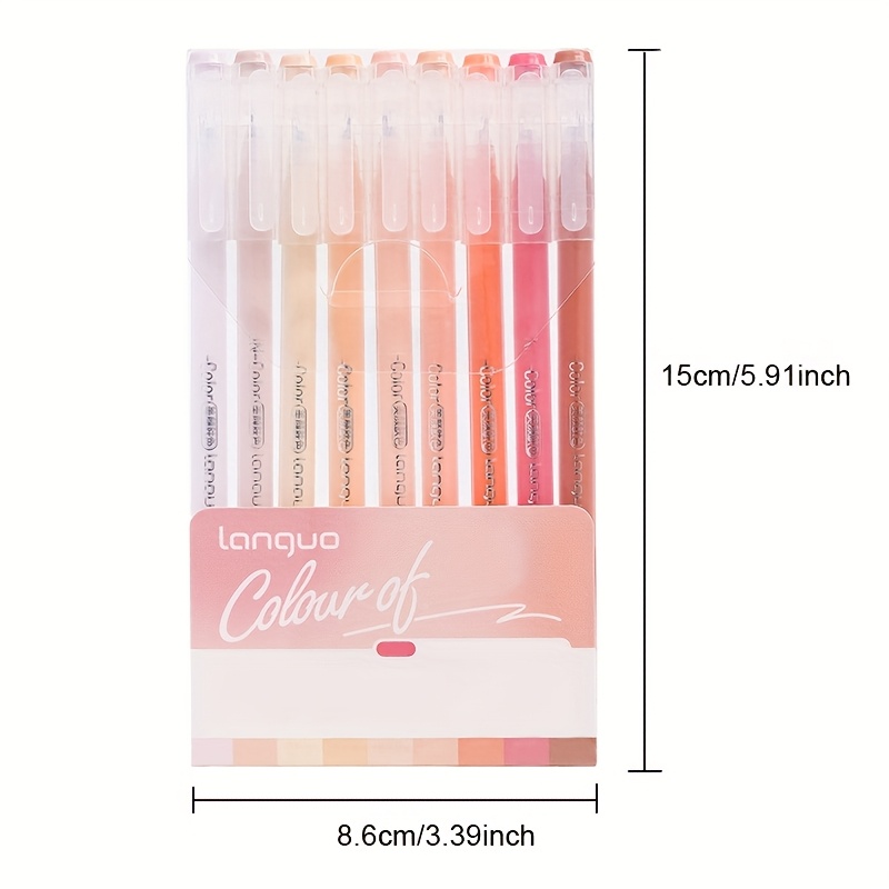 1pc, 9pcs Set of Morandi Retro Color Palette Handwriting Pens, Multi-color Painting and Doodling Pens, Stackable Color Ink Refills, Neutral Pens