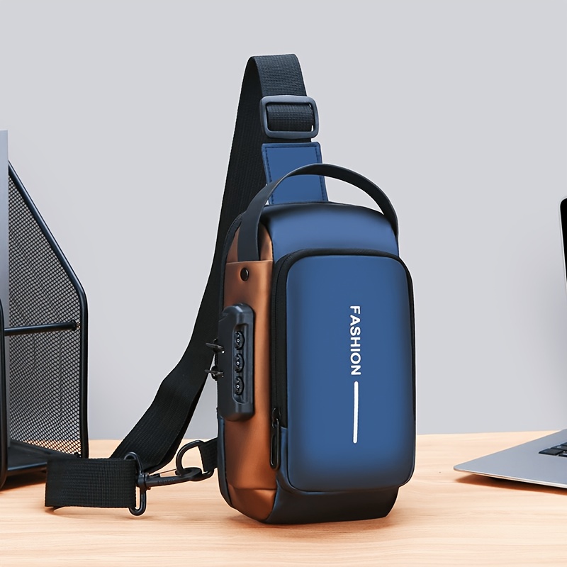 Mochila antifurto para motocicleta com trava, bolsa transversal conversível, fechamento com fecho éclair e compartimento antifurto, alça de ombro ajustável, ideal para deslocamentos, viagens e motociclismo, opções de tamanho grande/pequeno, bolsa transversal segura para homens. 12