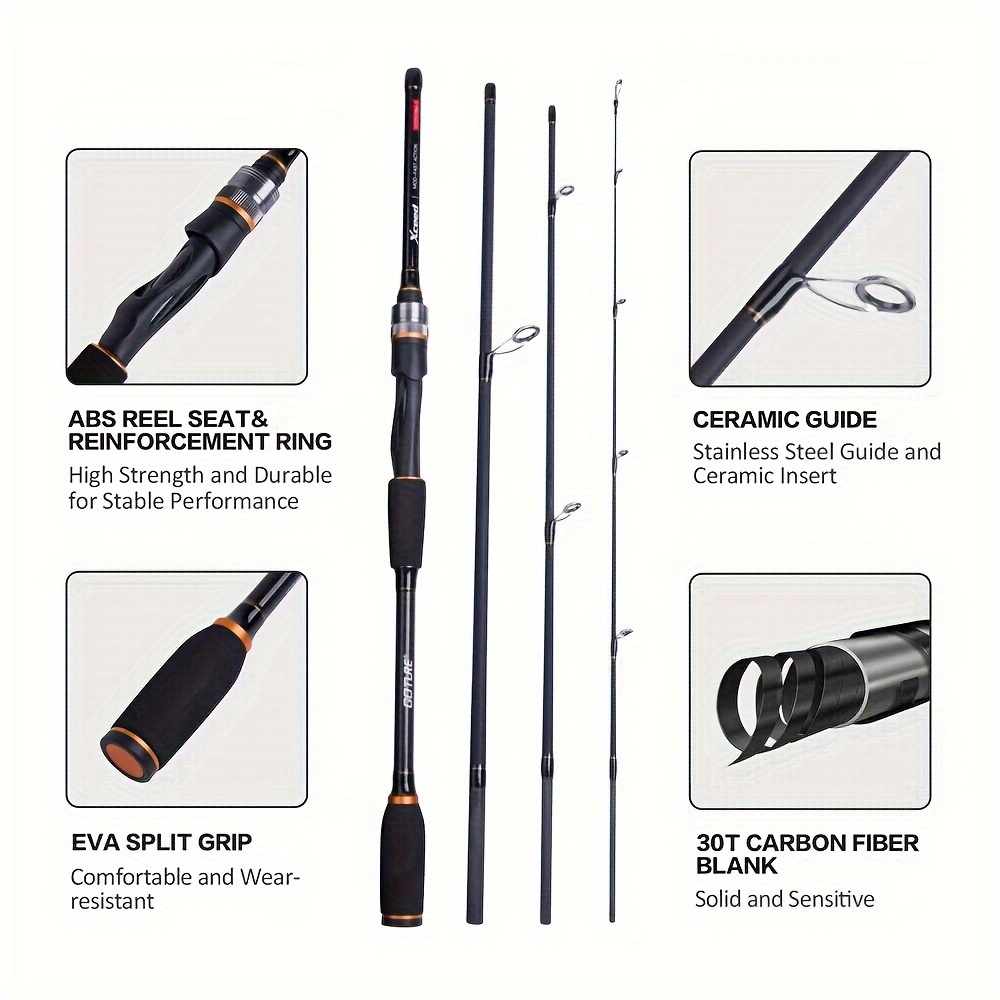Xceed 1.98m Carbon Spinning/casting Fishing Rod M/mh - Temu