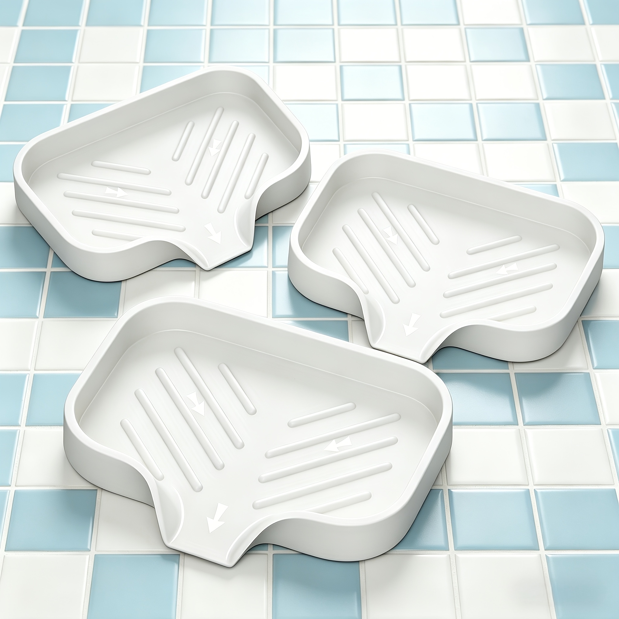 TEMU 3pcs Soap Dish Set, Non-slip Drainage Tray For Bathroom And Kitchen, Portable Soap Holder And Drain Mat, Bathroom Accessories, Solid Soap Drain