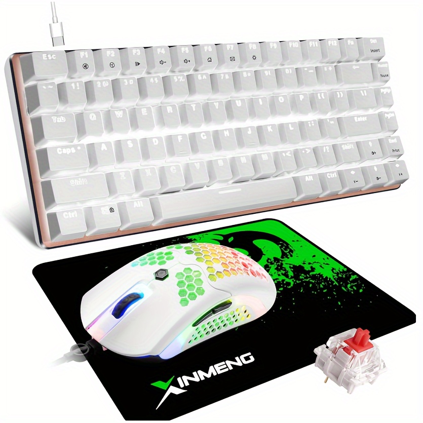 

Gaming Keyboard And Mouse And Mouse Pad, Wired White Led Backlit Mechanical Keyboard, Superlight Rgb Gaming Mouse, 12000dpi Optical Sensor, 6 Programmable Buttons Mice For Pc Gamers