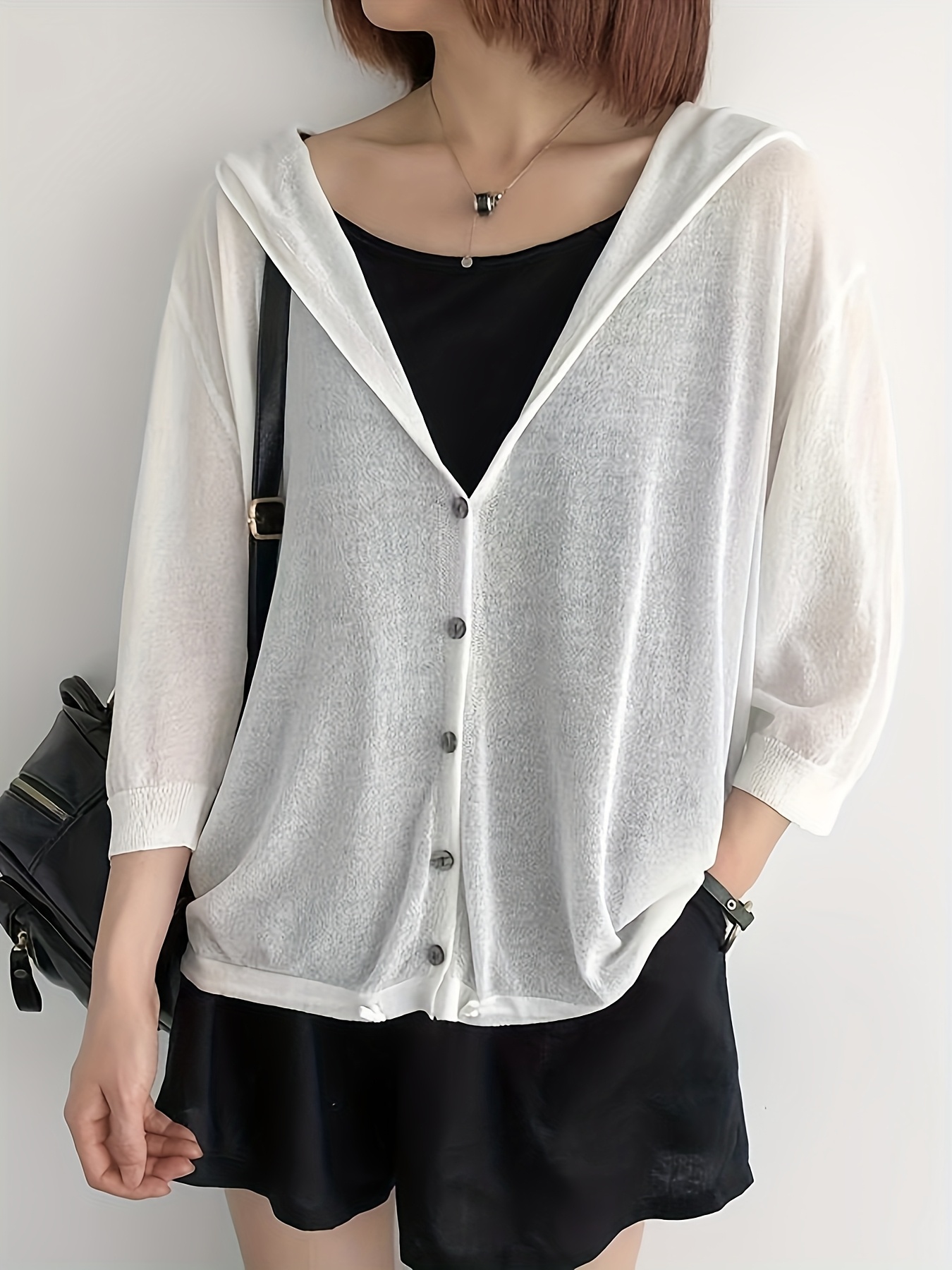 womens lightweight knit cardigan oversized short sleeve Temu