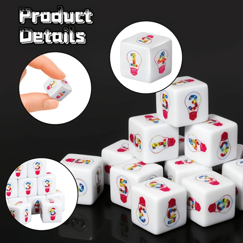 4pcs Lightbulb-Themed Printed Dice Set for Role-Playing Games