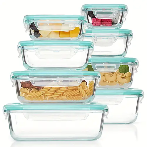 8 glass food storage containers airtight leak proof microwave oven freezer and dishwasher safe bpa free stain resistant easy for meal prep and bento boxes