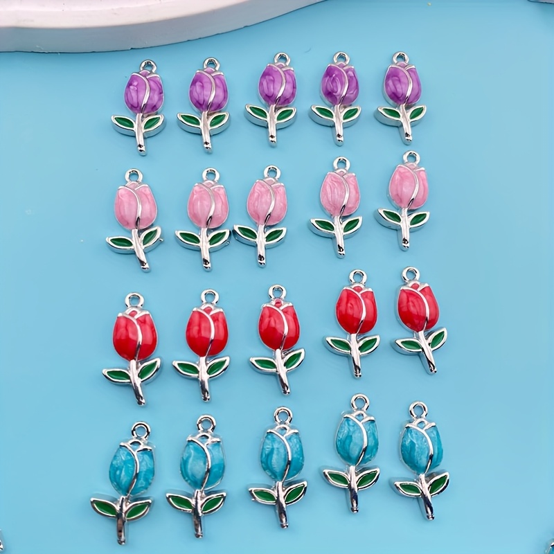 TEMU 20pcs Set Of Elegant Colorful Drip Oil Pendant Accessories For Necklaces, Earrings, Bracelets, Keychains, Backpacks, Schoolbags Pendant Decoration, Suitable For Making Supplies