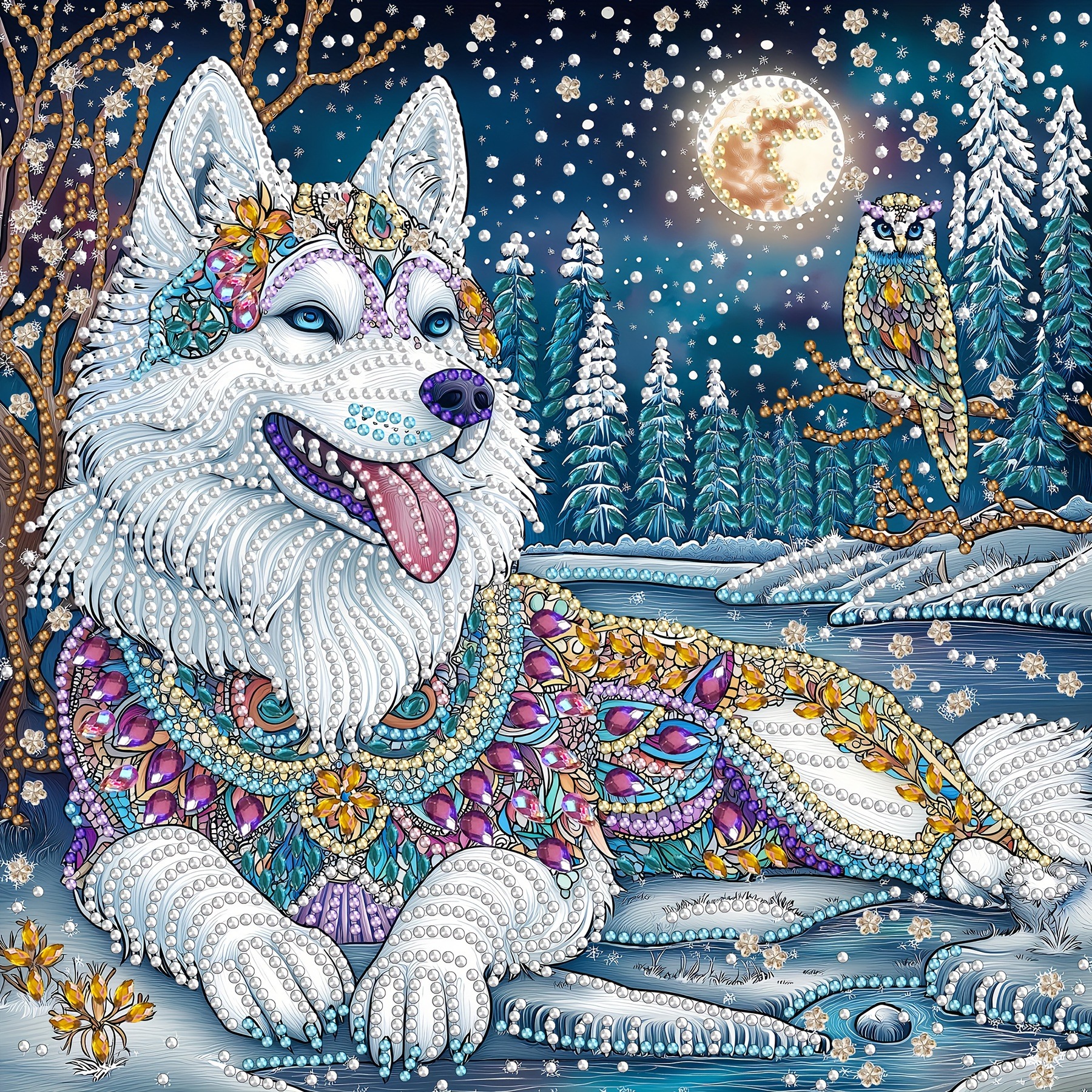 

1pc Wolf Pattern Diamond Art Painting Kit, 5d Diy Diamond Diamond Art Painting Crafts, , , Suitable For , Suitable For Decoration And Area. (30cm*30cm/11.8in*11.8in)