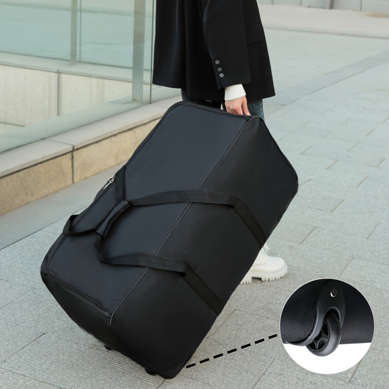 

1pc Large Capacity Foldable Moving Bag With Wheels, Rolling Travel Duffle Bag, For Moving, Long Trips