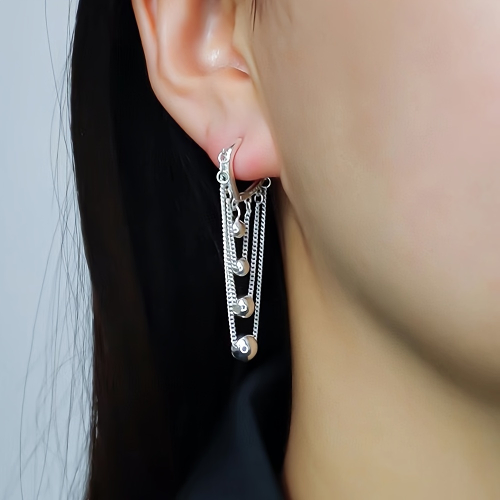 Stylish Tassel Earrings with Golden Sphere Pendant