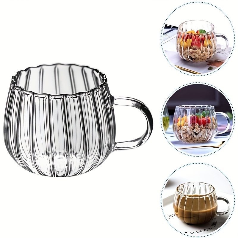 

elegant Sip-and-savor" 2.95in Glass Pumpkin Cup With Handle - Versatile Coffee, Juice & Beverage Mug For Home And Restaurant Use