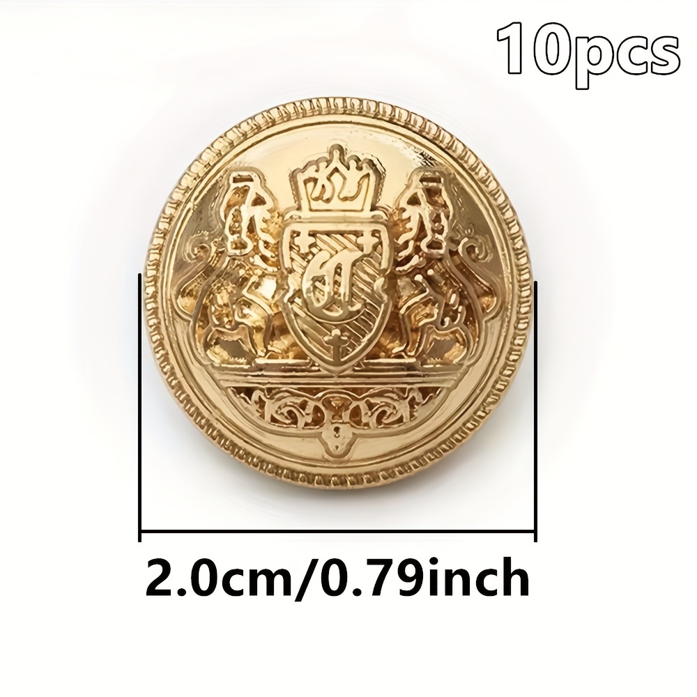 TEMU 10 pièces/lot Boutons vintage style , boutons de couture métalliques décoratifs pour vêtements, design collégial, finition métallisée (Tailles :