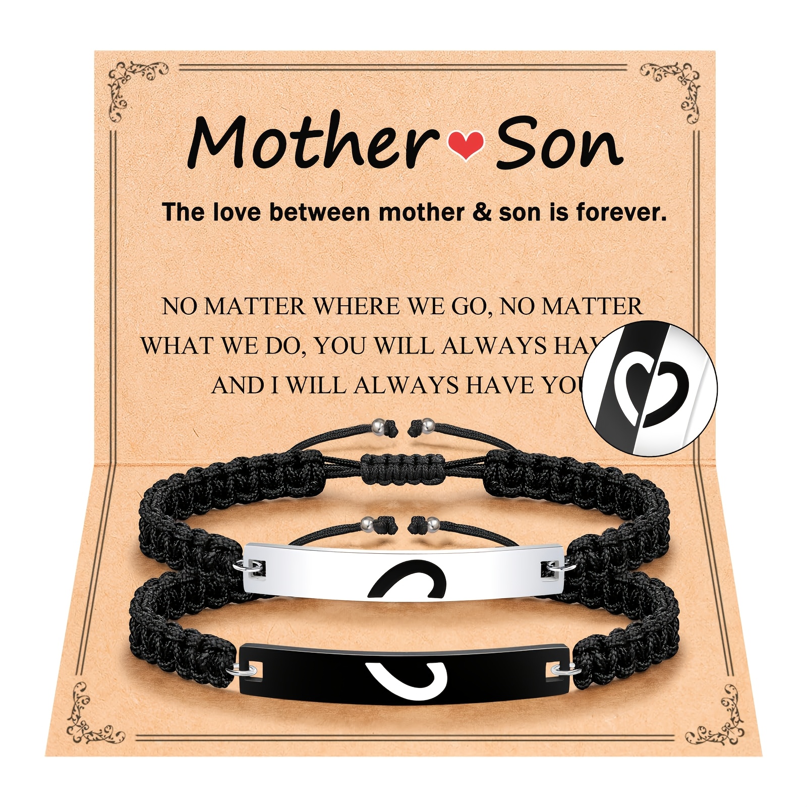 E-shop Vater-Tochter Mutter-Sohn Passendes Armband Muttertag Vatertagsgeschenk Herzform Passendes Armband für Tochter Sohn Schulsaison Abschlussfeier