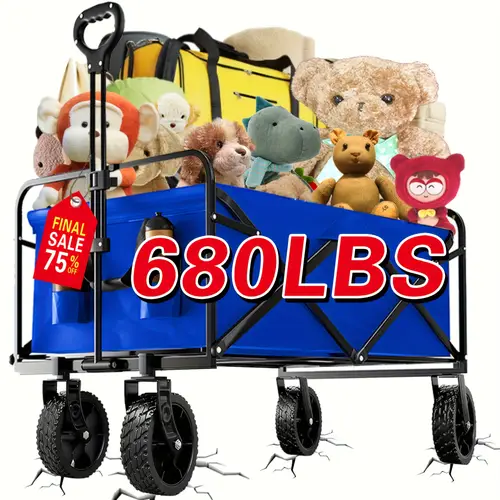 wagons carts large capacity folding travel car beach car heavy duty folding car with large wheels travel transport car practical tool with side bags suitable for outdoor camping sports cargo handling