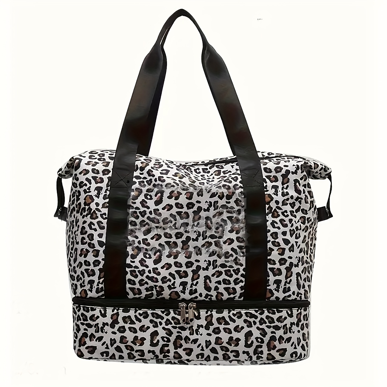 Leopard Print Travel Bag With Shoe Compartment, Travel Crossbody Bag, Large Capacity Nylon Travel Storage Bag, Suitable For Fitness, Yoga, And Travel, Christmas Gift