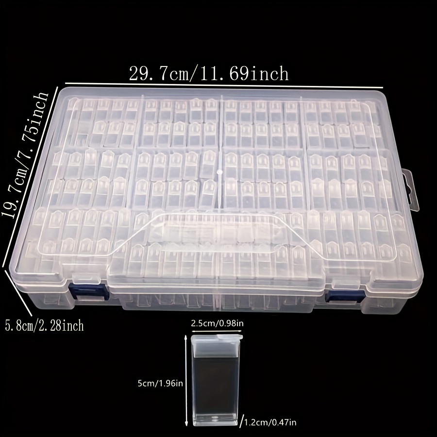 zubehör-aufbewahrungsbehälter für diamantmalerei, 1 set mit 124 fächern aufbewahrungskasten, inklusive etikettenpapier, diy-handwerkswerkzeuge, mini-schmuckperlenbox, kunstbedarf und geschenke für diamantmalerei-enthusiasten