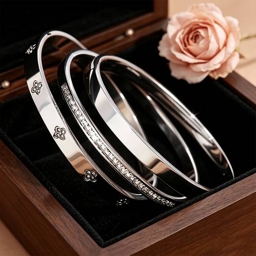 3pcs bracelet set 304 stainless steel bracelet clover style anti allergy jewelry unisex versatile trendy jewelry