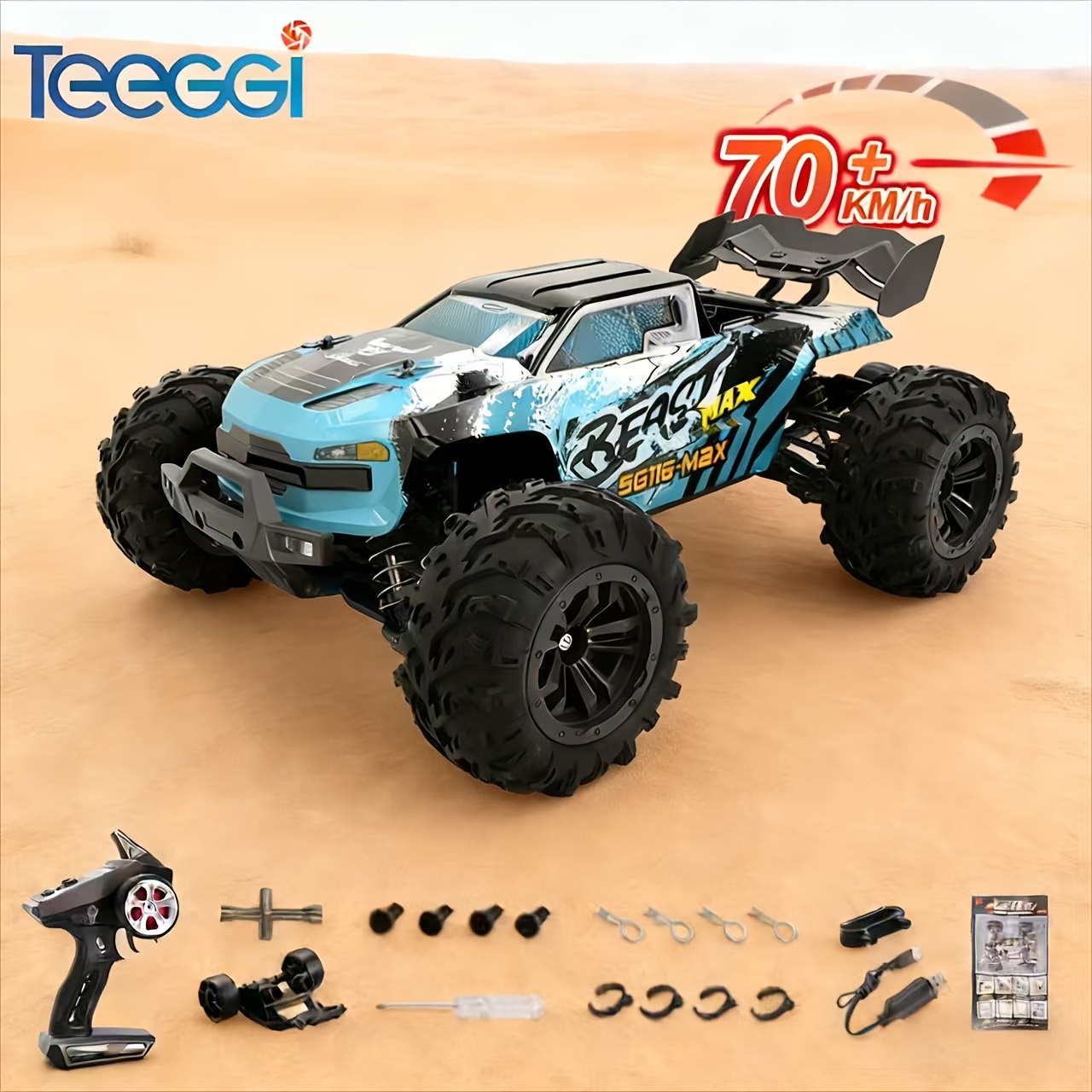 Image of Full-scale Proportional Remote Control Off-road Vehicle 75km/h Professional Racing Rc Car 4wd Vehicle Equipped With Led Lights And 3 Batteries Gift