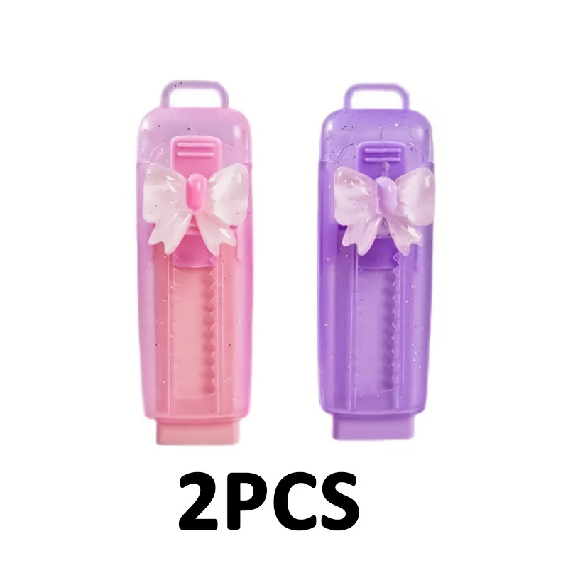2pcs Cute Bow Slide-out Erasers, Student Drawing And Exam Erasers, Ideal Gift For Students And Teachers, Durable And Stylish Erasers