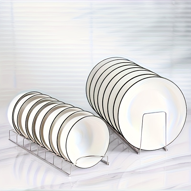 TEMU Set Of 2 Stainless Steel Kitchen Organizers - Versatile Dish And Plate Stand With Drainage System, Cutlery And Utensil Holder For Countertop,