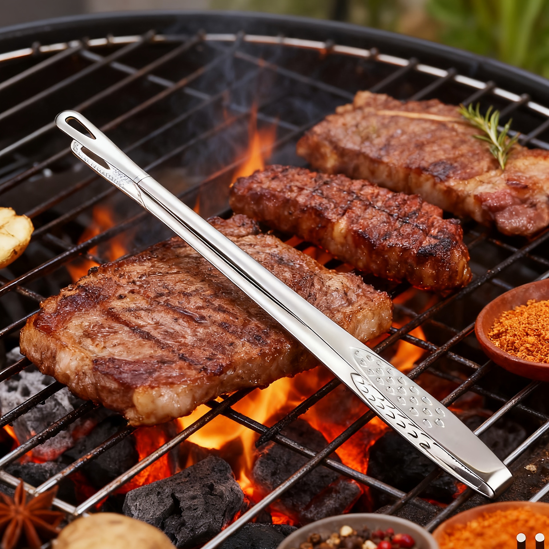 TEMU Upgraded Stainless Steel Grill Clip: Exquisite For Home Use, For Bbq Restaurants, Essential Lengthened Model For Queuing Up, For Camping And