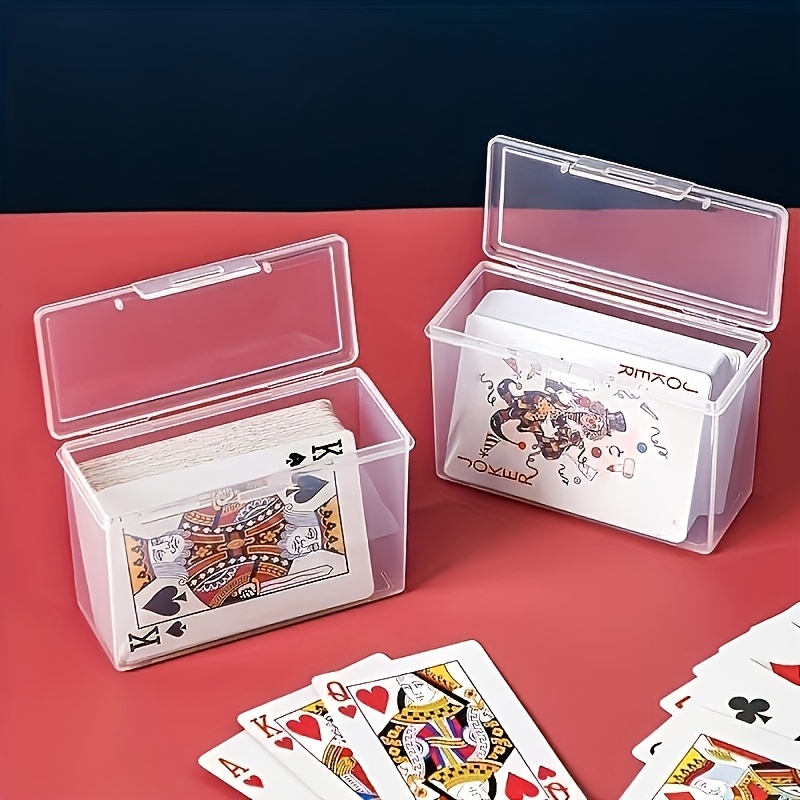 TEMU Transparente Karten Aufbewahrungsbox, mit Klarsichtdeckel und Etikettenteilern | Hochfester Poker- und Brettspiel-Organizer aus Kunststoff,