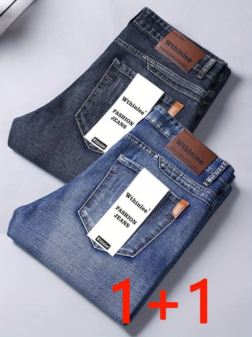 jeans holgados de pierna para hombre para 2026, pantalones de pierna elásticos de estilo casual de negocios , conjunto de piezas