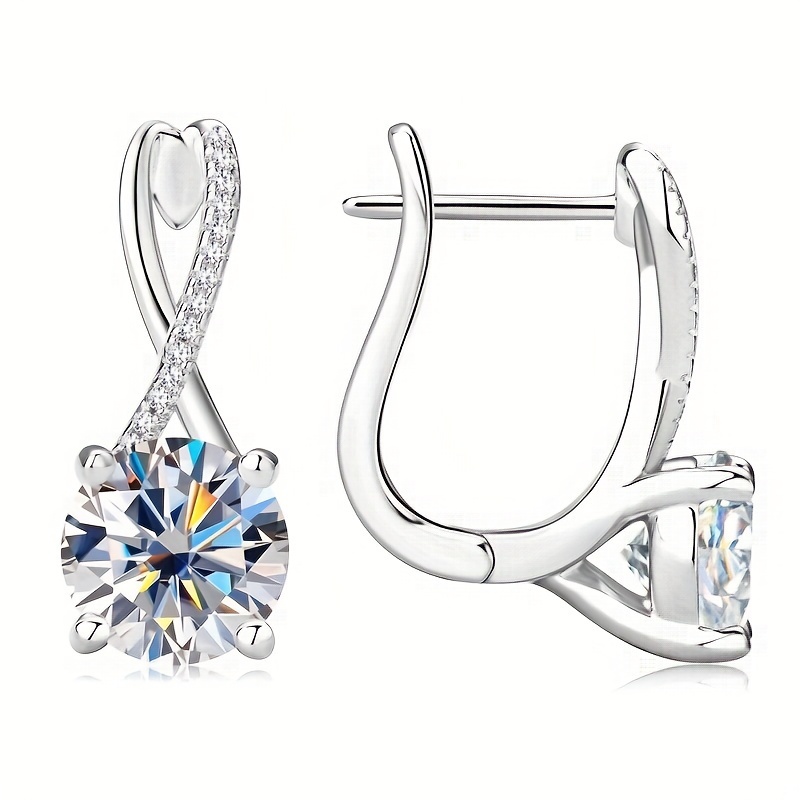 TEMU A Pair Of Infinite Element Moissanite Earrings For Women, 925 Silver, 8mm Round Moissanite, Suitable For Weddings And Parties. Suitable For