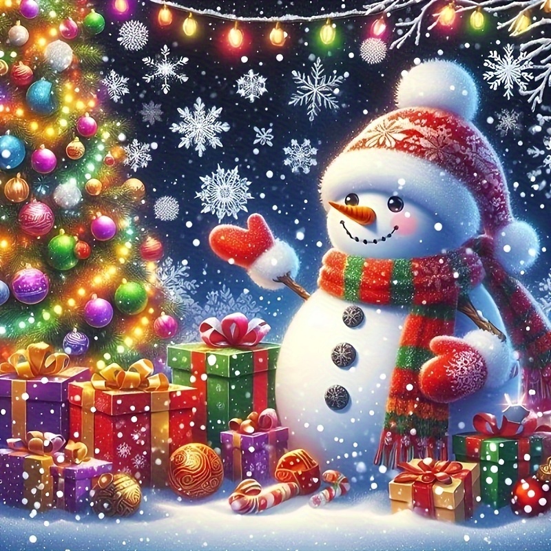 

Festive Christmas Snowman Diamond Painting Kit, 5d Diy Round Diamond Art, Canvas Craft With Full Drill Design, Relaxing Hobby Home Décor, 30x30cm - Premium Quality Diamond Mosaic Art Set