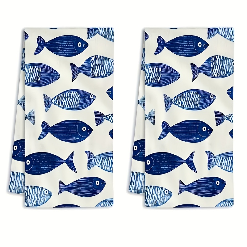 TEMU Set strofinacci da cucina a forma di piccolo pesce blu, da cucina, assorbenti, strofinacci decorativi per , regalo per , regalo di per , regalo