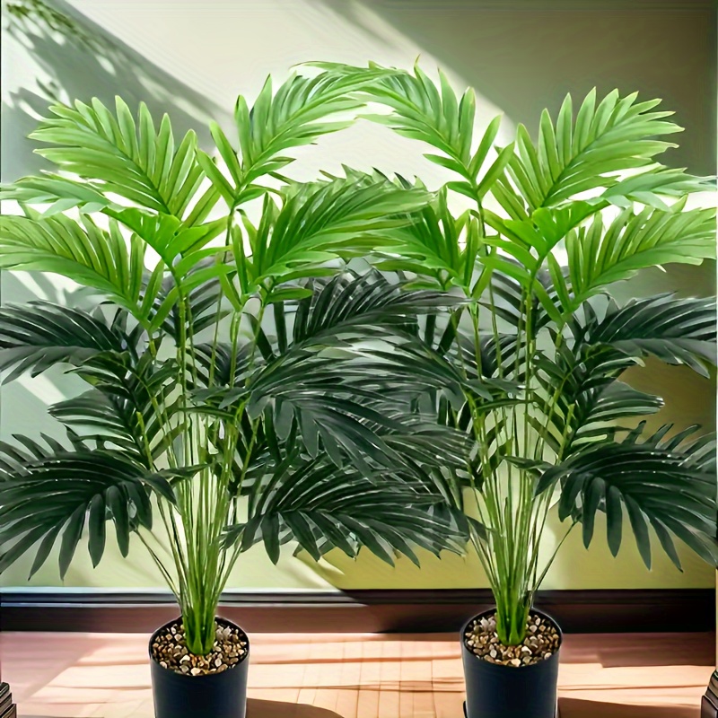 

2- Style Artificial Palm Trees With Real Touch Monstera Leaves - Plastic Plants For Indoor/outdoor Decor, Ideal For Home, Garden, Office - Flower Theme For Thanksgiving, Hanukkah, Easter, Graduation