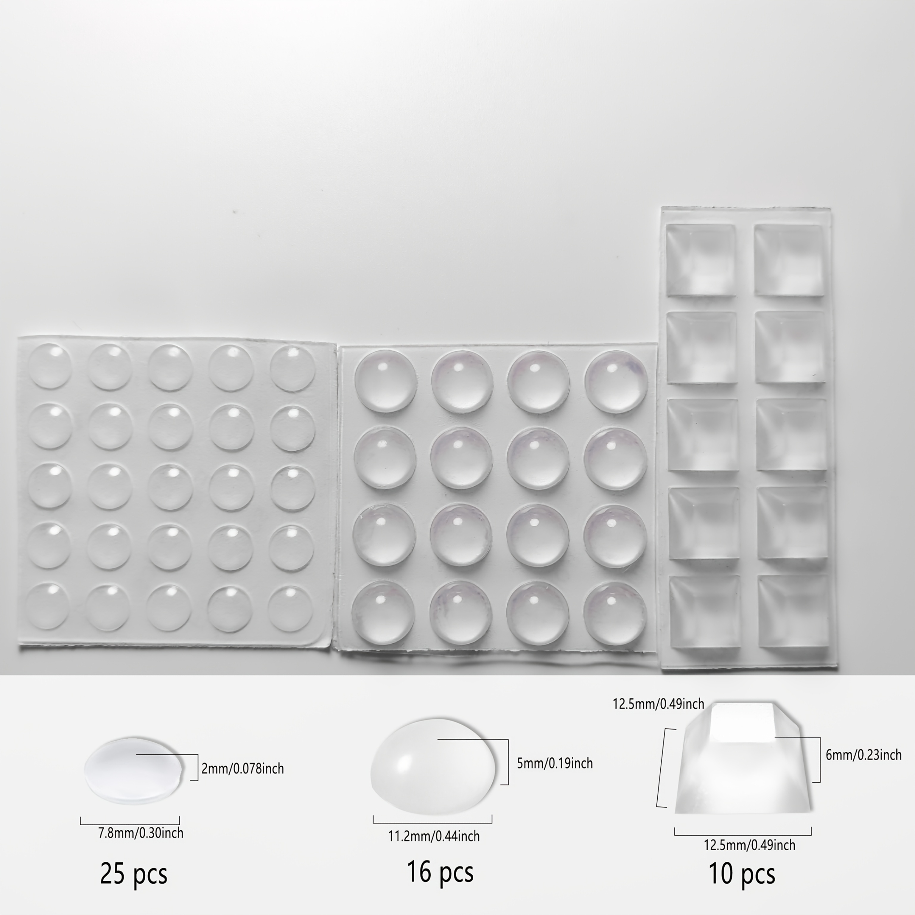 TEMU Transparent Hemispherical/trapezoidal Anti-collision Bumpers 51pcs | Self-adhesive Foot Pads | Anti-slip And Noise-reducing | Suitable For
