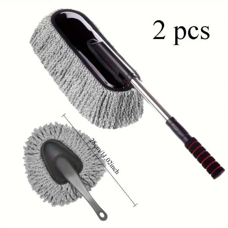 2pcs Car Brush, Car Maintenance, Microfiber Car Duster Exterior Scratch Free, Extendable Handle Interior Multipurpose Dust Cleaning Duster for Cars