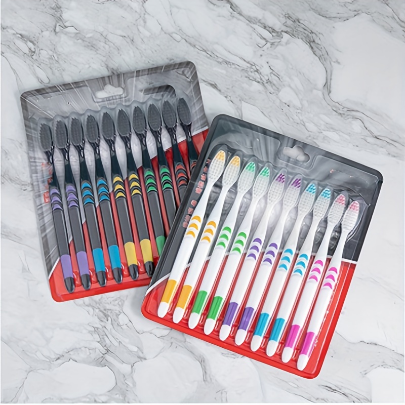 10pcs Double Ultra Soft Toothbrush, Bamboo Charcoal Nano Toothbrushes, Dental Personal Teeth Brush Support Adult Toothbrush