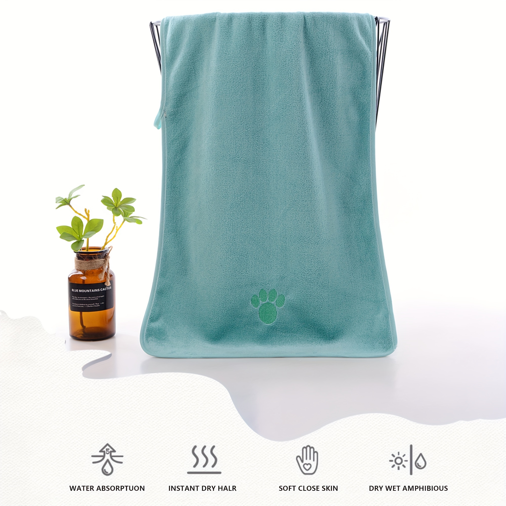 Pet Towel Absorbent Quick Dry Microfiber Bathing Towel Dog Scrubbing Cloth Embroidered Craft