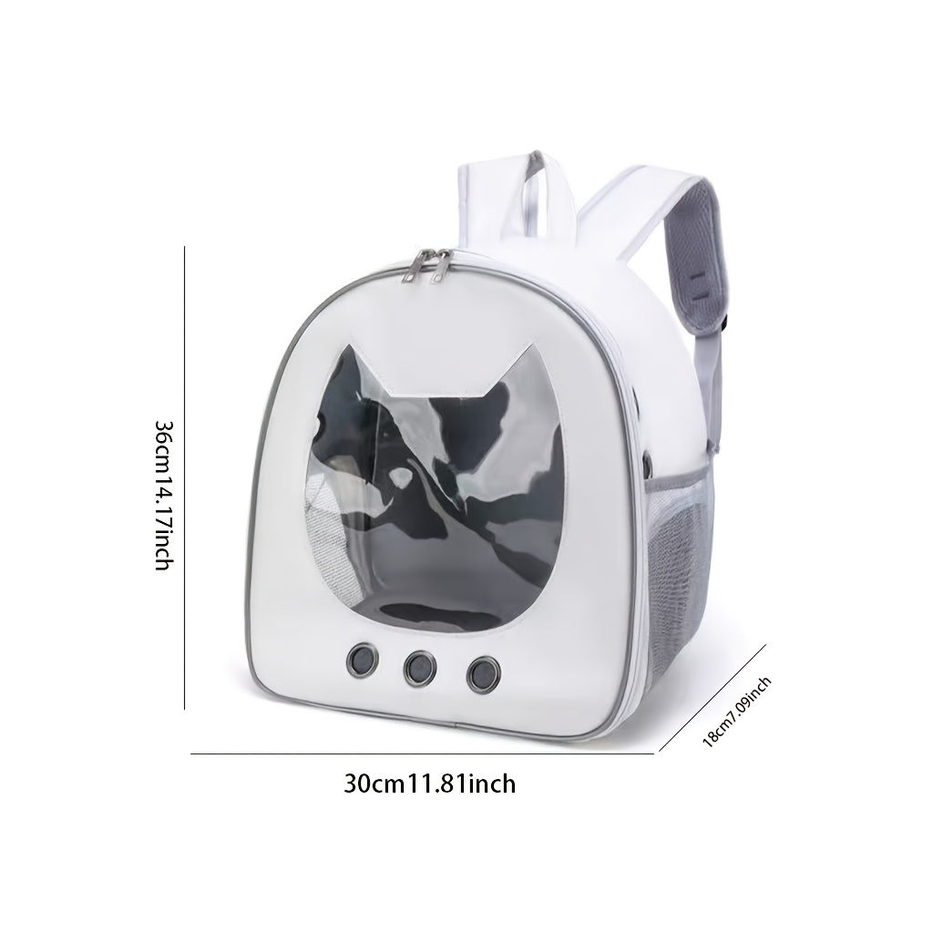 TEMU Pet Outdoor Backpack Space Capsule Cat Carrier, Panoramic View Cat Face Window, Multi-directional Ventilation, And Wear-resistant Pu Material,