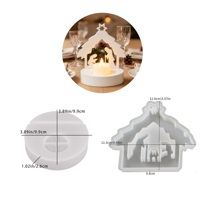 TEMU Set di stampi in silicone per Casa del Santo di Natale, 1 pz/2 pz, fai da te, per resina a , decorazione per la casa, artigianato, stampo per