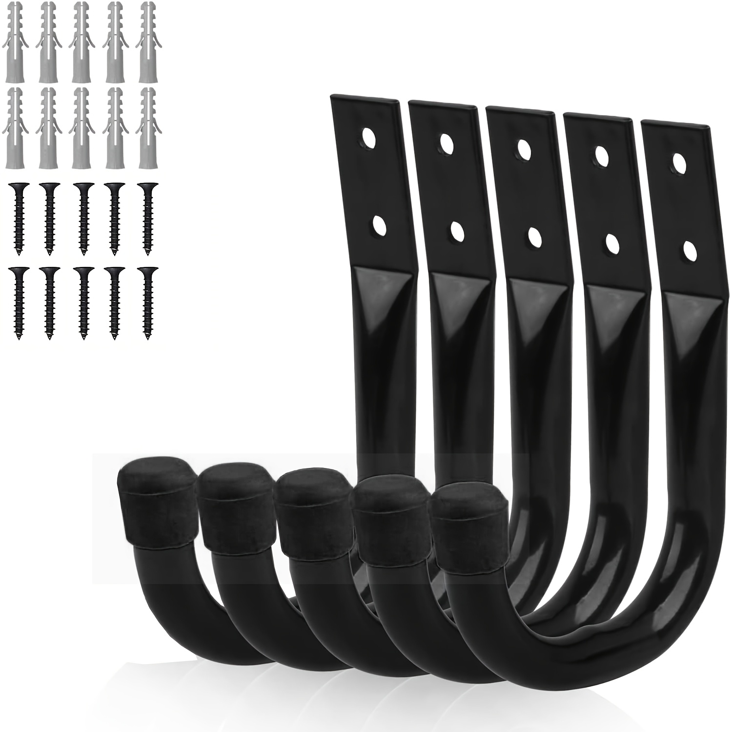 TEMU 5pcs Utility Hooks, Suitable For Heavy-duty Garage Storage, Wall-mounted, Mixed Colors (black/blue/), Garage Storage Hooks, Wallmounted Hooks,