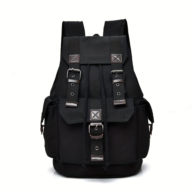 Ruyihuang Canvas Backpack - Vintage Casual Travel Bag With Large Capacity, Adjustable Straps & Drawstring Detail