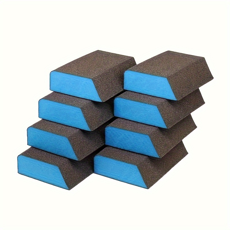 

8pcs Angled Sanding Blocks, 100 Grits High-density Foam Abrasives Sponge Washable And Reusable, Wet & Dry Sandpaper Block For Wood Metal Drywall And Furniture Paint