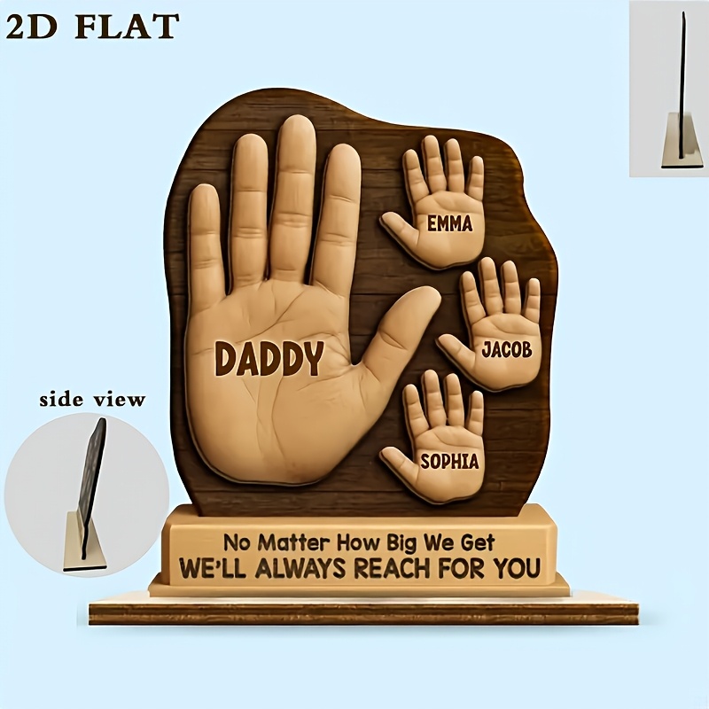 TEMU Personalized Single Layer Dad Wood Sign Plaque, " How Old , Out To You" With Tablet And Name, Suitable For Dad's Birthday Gift, Father's Day