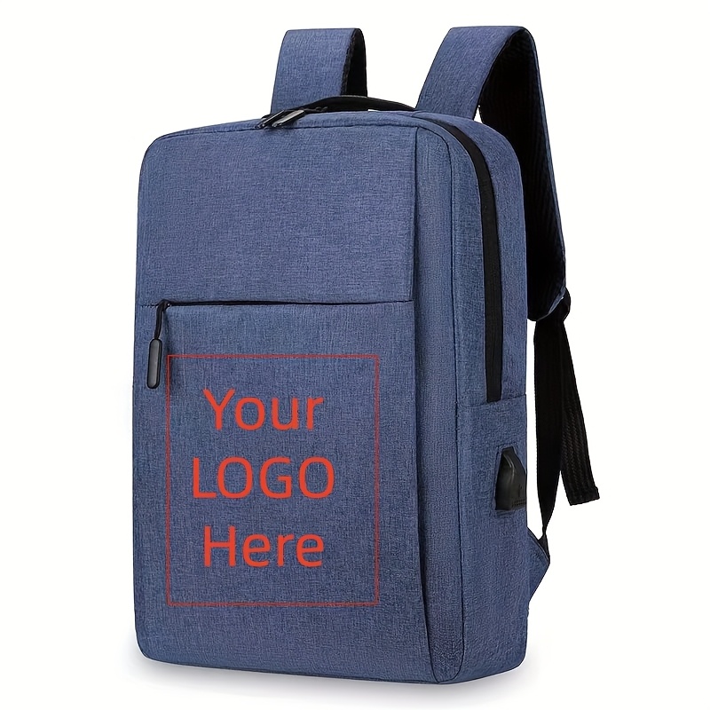 TEMU Mochila de Diseño Personalizable con Compartimento para Laptop y Tablet - Mochila de Negocios de Viaje Duradera, Lavable a en Negro, , Azul -