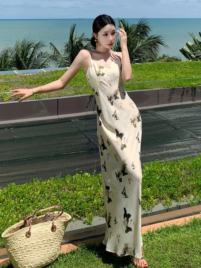 chinese print satin dress Vintage Blue Silk Qipao Dress Traditional Chinese Style
