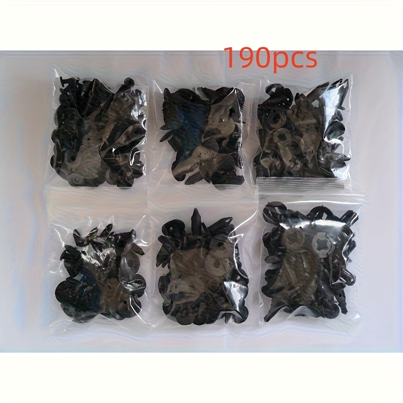 Image of 190pcs Of Automotive Clips, Packaged Separately In 6 Sizes, Suitable For Fastening Needs. Durable Plastic Fasteners, Including Rivets And Clips For Mudguards And Bumpers