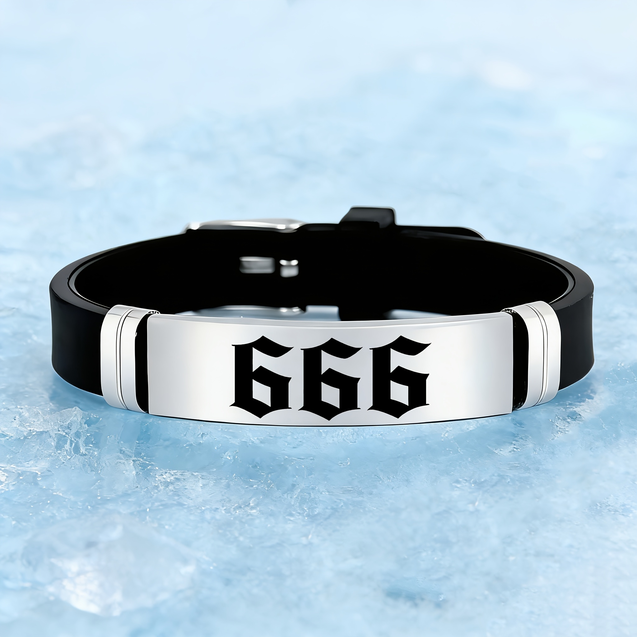 E-shop Armband aus Edelstahl 202 & Silikon mit 666-Nummern-Design – Minimalistisch – Geeignet für Geburtstage, Mardi Gras-Geschenke, ganzjähriges