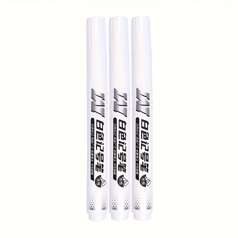Image of 3/4/5/6pcs Pack White Permanent Marker Pens, Quick Drying Marking Pen, , Oily Gel Ink, Marking Pen Ideal For Tire Art, Fabric, Wood, Leather Projects Marker Pen