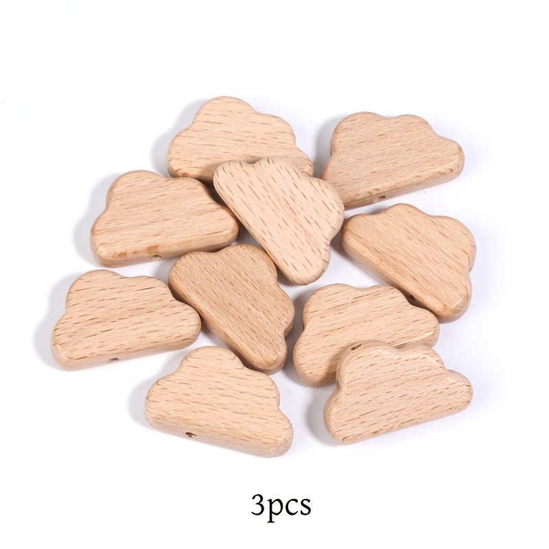 3 Unfinished High-quality Wood Beads, Natural Wood Beads - Cloud-shaped Beads Suitable For Making, Crafts, And Decorations