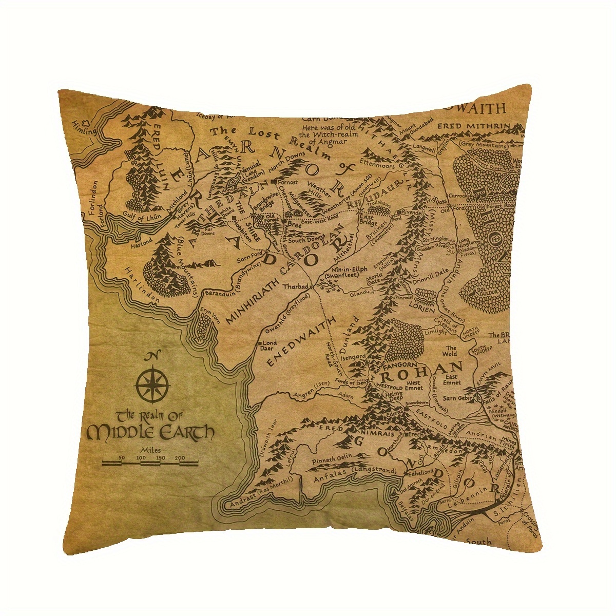 

1pc, Map Square Vintage Polyester Cushion Cover, Retro Throw Pillow Cover, Bedroom Accessories, Sofa Cushion Cover, Living Room Throw Pillow Cover (no Pillow Core)