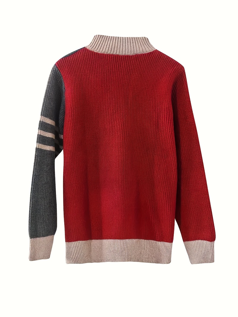 New Korean-Style Color-Blocked Half-High Neck Sweater for Spring, Autumn, And Winter 2025, Featuring a Loose Fit And Stylish Design, Perfect for Layering. Soft And Versatile Long-Sleeve Top for Women
