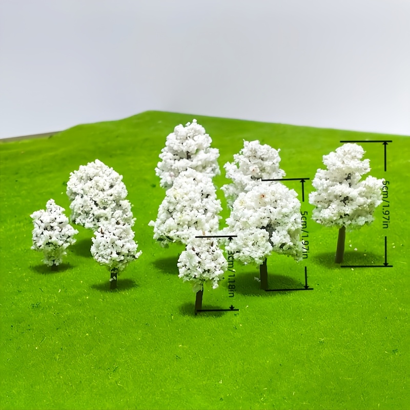 9pcs Artificial Snowflake Model Tree Handmade Set Mini Snowy Pine Tree For Architectural Sand Table And Landscape Model Decor - Christmas, Winter Festival
