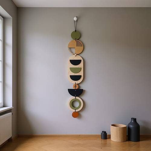 1pc bohemian style wooden wall art ultra thin geometric tapestry minimalist home decoration long vertical hanging decoration in living room or bedroom room decoration